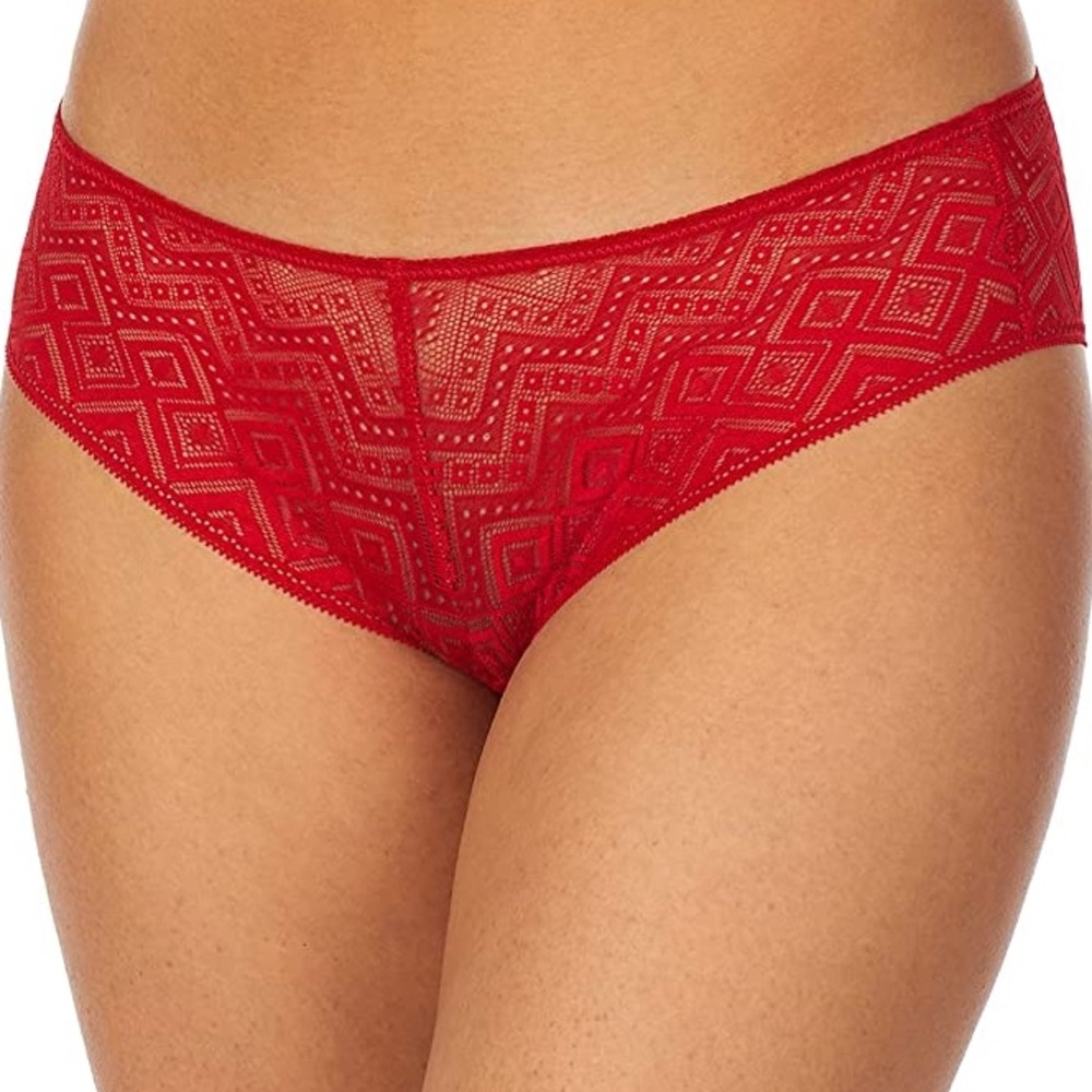 DKNY DK8593 PURE LACE HIPSTER PANTY RED SIZE SMALL NWOT